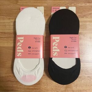 Peds High Cut Lightweight No-show Medium 5-10 Black 4 Pairs & White 6 Pairs